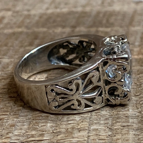 Silpada 925 Sterling CZ Square Filigree Ring - Picture 3 of 6